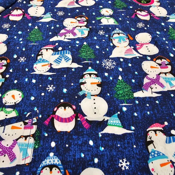 Scrub Star Womens Scub Top Size XL Extra Soft Stretch Winter Christmas Snowman - Picture 8 of 10